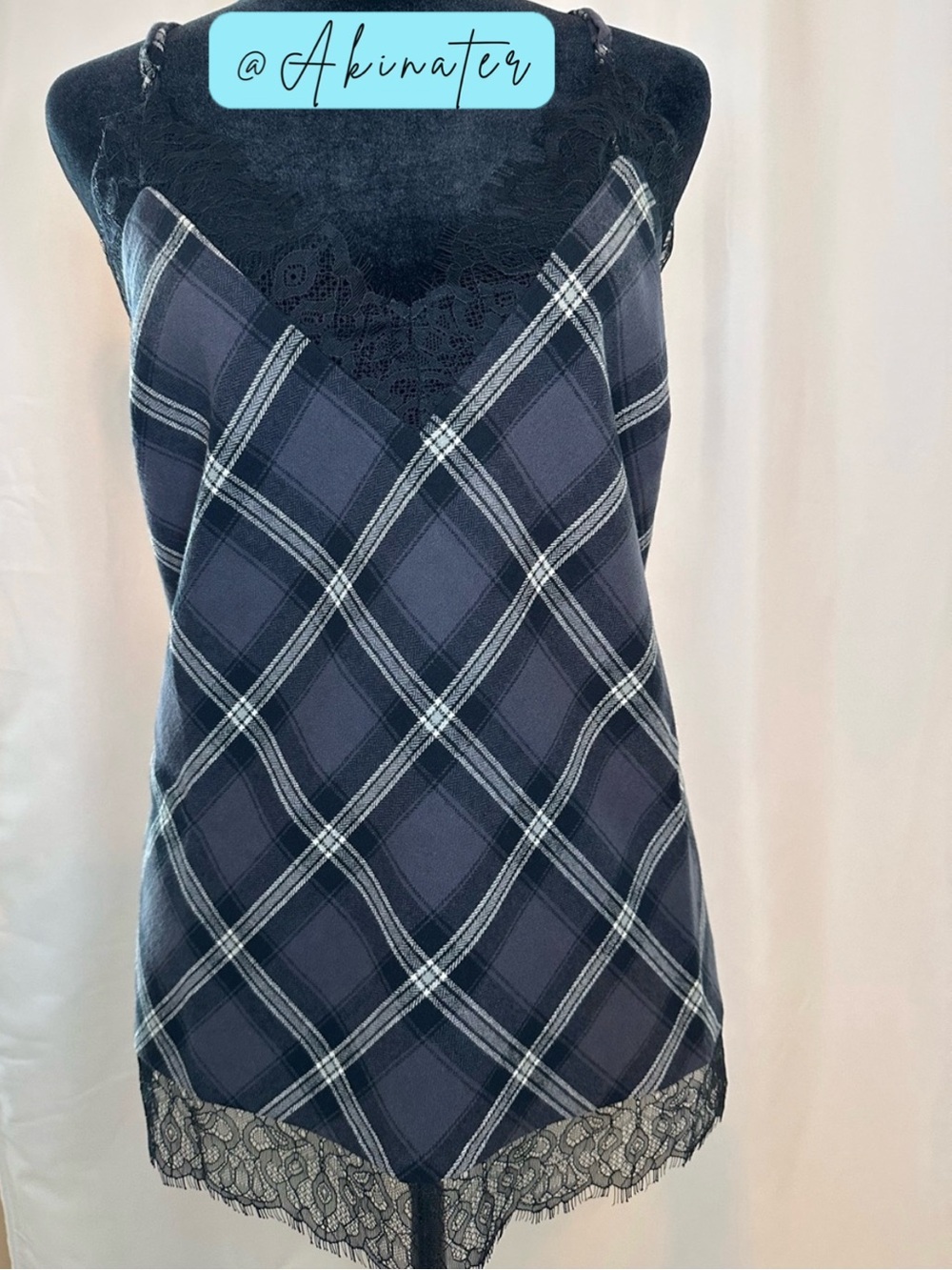 Gold Hawk | Lace-Back Plaid Cami | Small | NWT